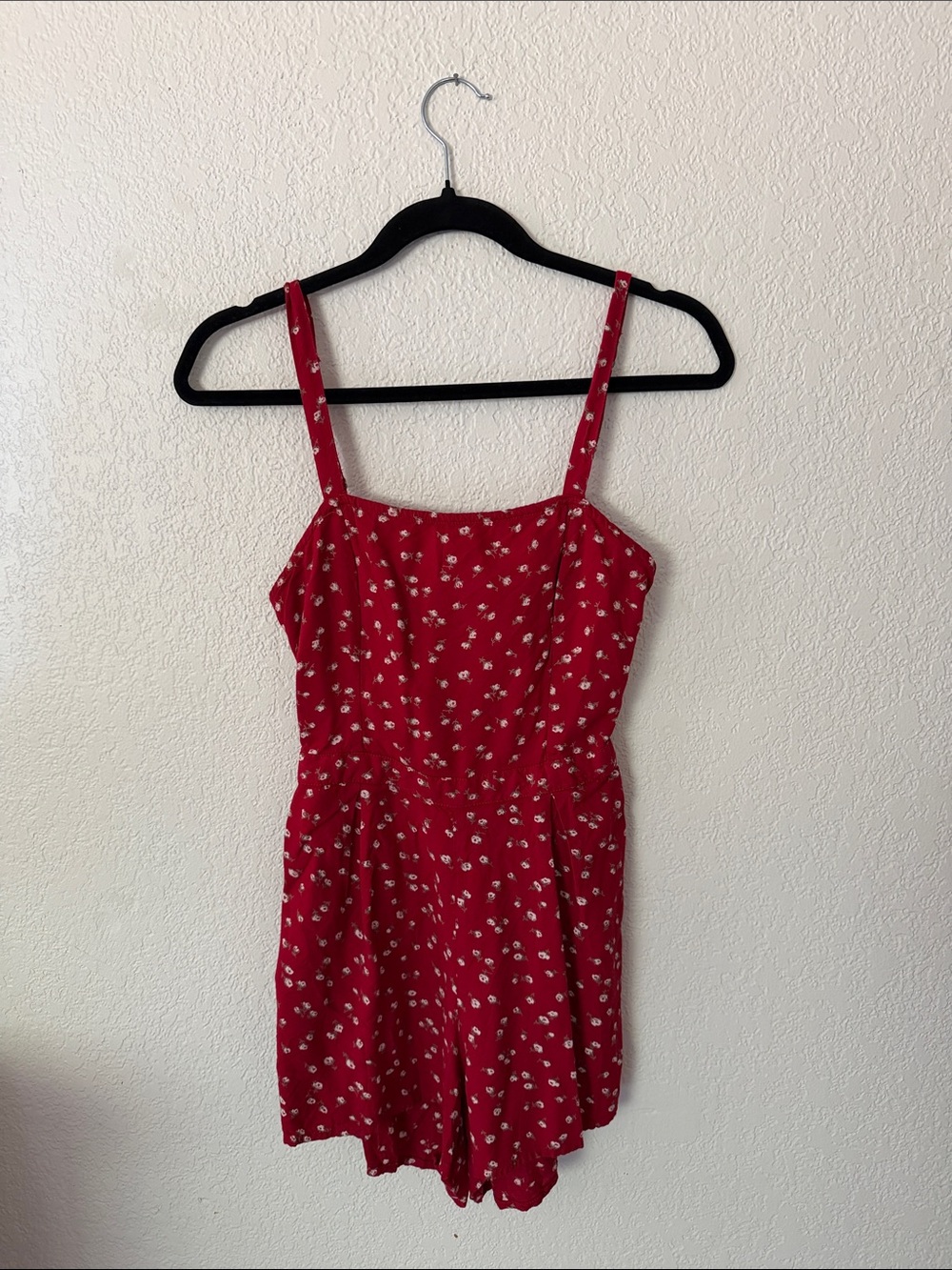 (4 for 20) Hollister Red Floral Romper with Open Back